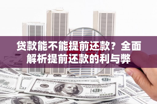 洱源贷款能不能提前还款？全面解析提前还款的利与弊