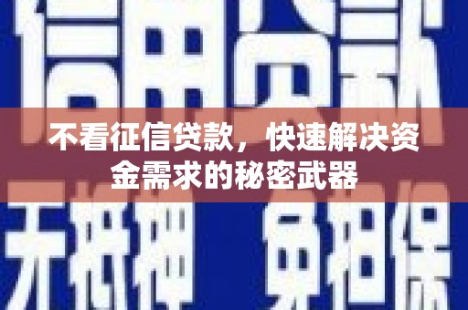 洱源不看征信贷款，快速解决资金需求的秘密武器